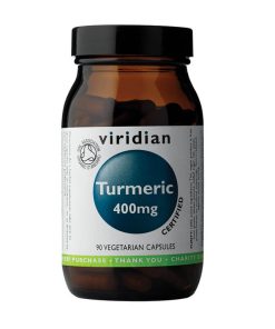 Ekološka Kurkuma 400 mg, 30 kapsul. Viridian Nutrition, naravni prehranski dodatki.