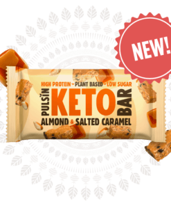 Pulsin KETO proteinska tablica z mandlji in slano karamelo, s sladili (50g)